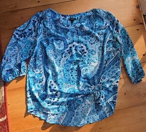 Talbots Blue and White Paisley Blouse